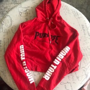 Red crop top hoodie